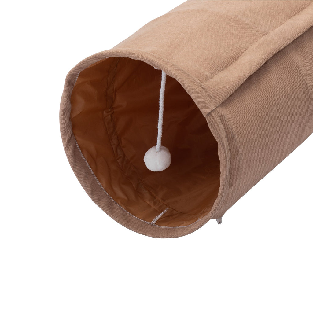 Foldable Katze Tunnel Bed For Indoor Cats, Washable Katze Skin Tunnel With Hanging Toys And Mats, marron Color