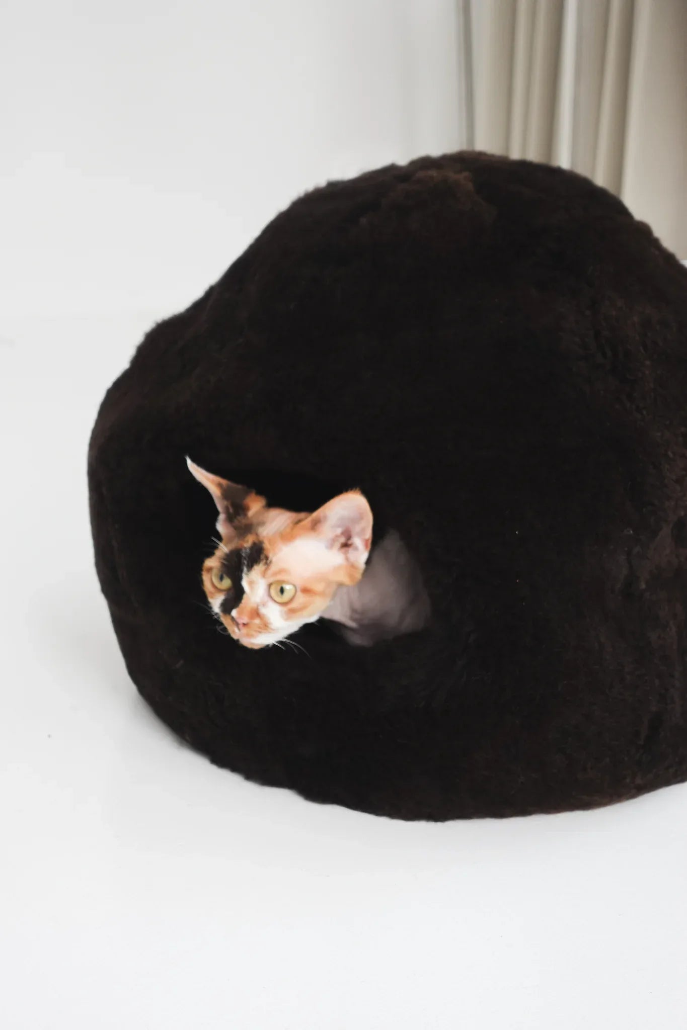 Nest natural piel de oveja cama para mascotas - marron