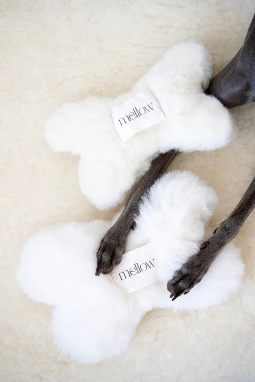 Natural piel aus oveja Hund Toy - Bone - weiß