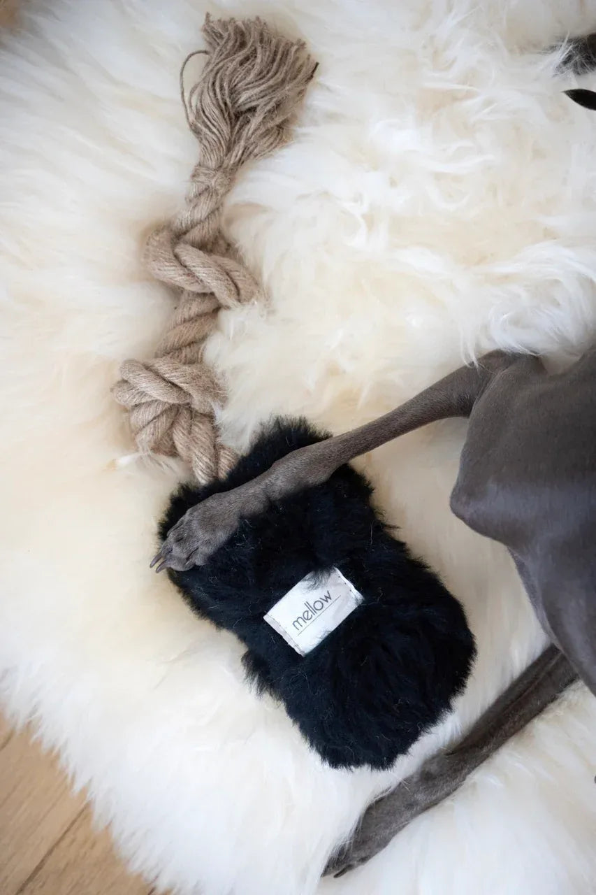 Alfombra natural de piel de oveja para mascotas cuadrada o rectangular - blanco