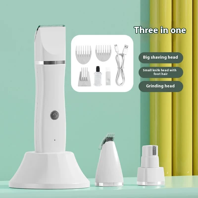NNEDSZ blanc 4-in-1 animal Grooming Electric Clippers - Professional Rechargeable Trimmer for Dogs & Cats, Paw, Fur, Nail, and Ear Care | Compact Design,