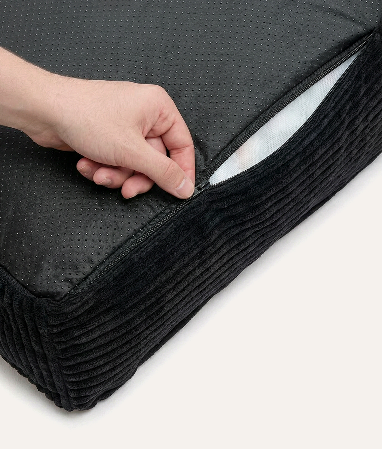 Funda de Cama Pana Negro, Cuadra-1