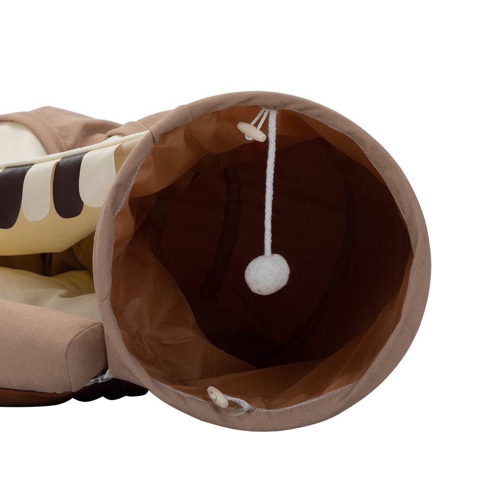 Foldable Katze Tunnel Bed For Indoor Cats, Washable Katze Skin Tunnel With Hanging Toys And Mats, marron Color