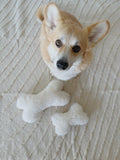 Natural piel aus oveja Hund Toy - Bone - weiß