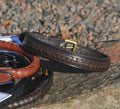 Premium Halsband für Hund in plaited natural tanned leather