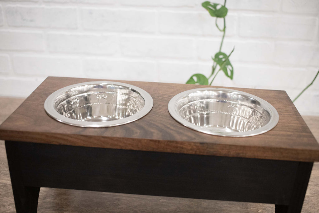 Raised perro Bowl Stand with 2 Stainless Steel Bowls, Elevated mascota Feeder